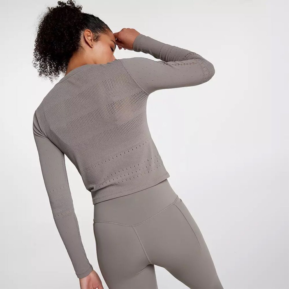 CALIA Women's Pointelle Seamless Long Sleeve T-Shirt Dark Grey NEW L/XL - Picture 2 of 14
